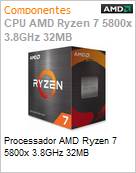 Processador AMD Ryzen 7 5800x 3.8GHz 32MB  (Figura somente ilustrativa, no representa o produto real)