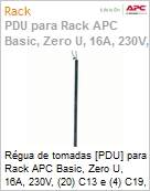 Rgua de tomadas [PDU] para Rack APC Basic, Zero U, 16A, 230V, (20) C13 e (4) C19, IEC C20  (Figura somente ilustrativa, no representa o produto real)