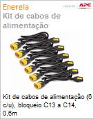 Kit de cabos de alimentao (6 c/u), bloqueio C13 a C14, 0,6m  (Figura somente ilustrativa, no representa o produto real)