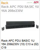 Rack APC PDU BASIC 1U 16A 208&230V (10) C13 e (02) C19  (Figura somente ilustrativa, no representa o produto real)