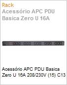 Rgua de tomadas [PDU] para Rack APC para montagem do rack bsica, no ocupa espao em U, 16 A, 208/230 V, (15) C13  (Figura somente ilustrativa, no representa o produto real)