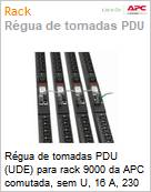Rgua de tomadas PDU (UDE) para rack 9000 da APC comutada, sem U, 16 A, 230 V, 21 C13 e 3 C19, cabo IEC309  (Figura somente ilustrativa, no representa o produto real)