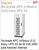 No-break APC trifsico (3:3) Easy UPS 3S de 40 kVA 208V para baterias internas  (Figura somente ilustrativa, no representa o produto real)