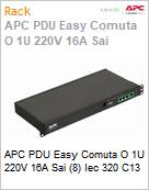 APC PDU Easy Comuta O 1U 220V 16A Sai (8) Iec 320 C13  (Figura somente ilustrativa, no representa o produto real)