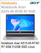 Notebook Acer A515-45-R74D R7 8GB 512GB SSD Linux  (Figura somente ilustrativa, no representa o produto real)