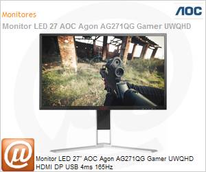 AG271QG/FG - Monitor 27" LED AOC Agon AG271QG Gamer UWQHD HDMI DP USB 4ms 165Hz 