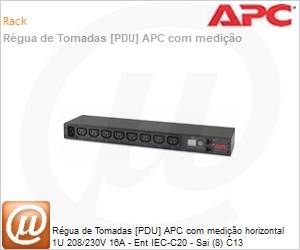 AP7821B - Rgua de Tomadas [PDU] APC com medio horizontal 1U 208/230V 16A - Ent IEC-C20 - Sai (8) C13