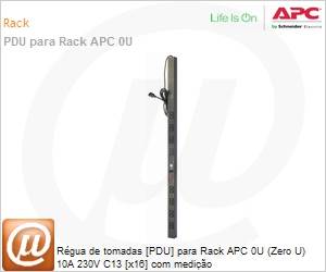 AP7850 - Rgua de tomadas [PDU] para Rack APC 0U (Zero U) 10A 230V C13 [x16] com medio