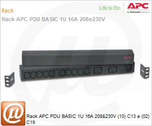 AP9559 - Rack APC PDU BASIC 1U 16A 208&230V (10) C13 e (02) C19 