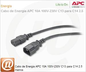 AP9870 - Cabo de Energia APC 10A 100V-230V C13 para C14 2.5 metros