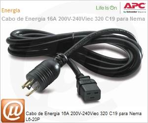 AP9871 - Cabo de Energia 16A 200V-240Viec 320 C19 para Nema L6-20P