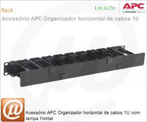 AR8602A - Organizador de Cabos Horizontal 1U x 4 Polegadas de Profundidade Lado nico com Cobertura 