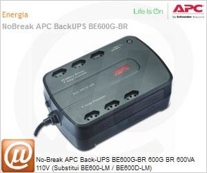 BE600G-BR - No-Break APC Back-UPS BE600G-BR 600G BR 600VA 110V (Substitui BE600-LM / BE600D-LM)