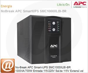 SMC1000XLBI-BR - No-Break APC Smart-UPS SMC1000XLBI-BR 1000VA/700W Entrada 115/220V Sada 115V Expansvel by Schneider Electric (Ser substitudo pelo SMV1000I-BR)