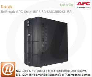 SMC3000XL-BR - No-Break APC Smart-UPS BR SMC3000XL-BR 3000VA E/S 120V Torre SmartSlot Expansvel by Schneider Electric (Ser substitudo pelo SMV3000CA-BR)