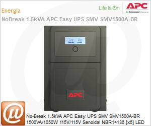 SMV1500A-BR - No-Break 1.5kVA APC Easy UPS SMV SMV1500A-BR 1500VA/1050W 115V/115V Senoidal NBR14136 [x6] LED Torre Garantia 2 Anos by Schneider Electric 