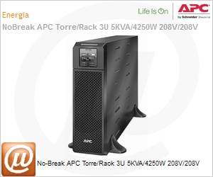 SRT5KXLT - No-Break APC Smart-UPS SRT5KXLT 5000VA/4250W 208V/208V Torre/Rack 3U Expansvel by Schneider Electric 