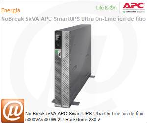SRTL5KRM2U - No-Break 5kVA APC Smart-UPS Ultra On-Line on de ltio 5000VA/5000W 2U Rack/Torre 230 V 