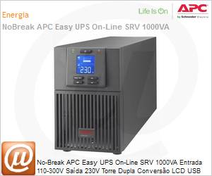 SRVPM1KIL-BR - No-Break APC Easy UPS SRV 1000VA Entrada 110-300V Sada 230V Torre Dupla Converso LCD USB Serial Mdulo de energia (No inclui baterias) Expansvel 2 Anos Balco