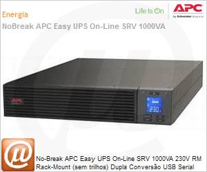 SRVPM1KRIL-BR - No-Break APC Easy UPS SRV 1000VA 230V Mdulo de energia (No inclui baterias) RM Rack-Mount (sem trilhos) Dupla Converso USB Serial LCD Baterias Expansveis 2 Anos Balco