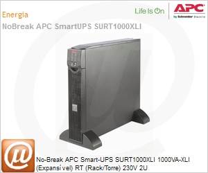SURT1000XLI - No-Break APC Smart-UPS SURT1000XLI 1000VA-XLI (Expansvel) RT (Rack/Torre) 230V 2U by Schneider Electric 