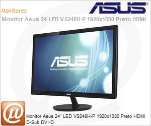 90LME3901Q0223UL- - Monitor Asus 24" LED VS248H-P 1920x1080 Preto HDMI D-Sub DVI-D