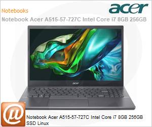NX.KNFAL.003 - Notebook Acer A515-57-727C Intel Core i7 8GB 256GB SSD Linux 