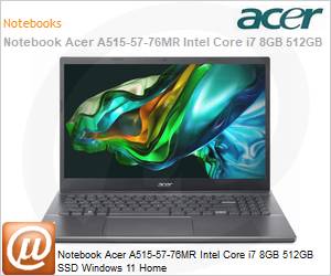 NX.KNFAL.004 - Notebook Acer A515-57-76MR Intel Core i7 8GB 512GB SSD Windows 11 Home 
