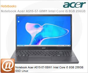 NX.KNGAL.001 - Notebook Acer A515-57-58W1 Intel Core i5 8GB 256GB SSD Linux 