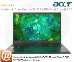 NX.KPUAL.001 - Notebook Acer Vero AV15-53P-56HM Intel Core i5 8GB 512GB Windows 11 Home 