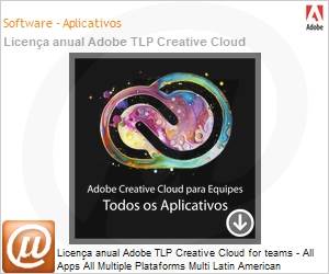 65270770BA01A12 - Licena anual Adobe TLP Creative Cloud for teams - All Apps All Multiple Plataforms Multi Latin American Languages Subscription 1 Usurio Level 1 1 - 49 1 ano