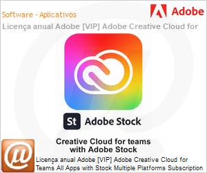 65304837CA01A12 - Licena anual Adobe [VIP] Adobe Creative Cloud for Teams All Apps with Stock Multiple Platforms Subscription New Latin American Languages 10 assets per month 1 User Level 1 1 - 9