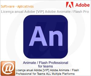 65305523CA04A12 - Licena anual Adobe [VIP] Adobe Animate / Flash Professional for Teams ALL Multiple Platforms Subscription New Multi Latin American Languages 12 Months 1 User Level 4 100+