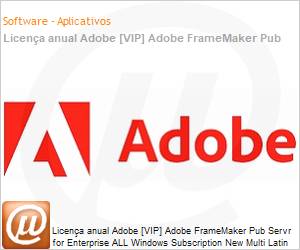 65322490CA01A12 - Licena anual Adobe [VIP] Adobe FrameMaker Pub Servr for Enterprise ALL Windows Subscription New Multi Latin American Languages 12 Months 1 User Level 1 1 - 9