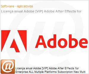 65322620CA04A12 - Licena anual Adobe [VIP] Adobe After Effects for Enterprise ALL Multiple Platforms Subscription New Multi Latin American Languages 12 Months 1 User Level 4 100+