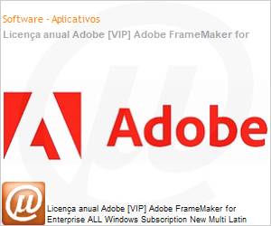 65322701CA01A12 - Licena anual Adobe [VIP] Adobe FrameMaker for Enterprise ALL Windows Subscription New Multi Latin American Languages 12 Months 1 User Level 1 1 - 9