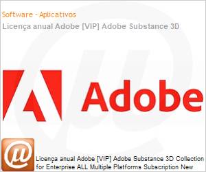 65323048CA01A12 - Licena anual Adobe [VIP] Adobe Substance 3D Collection for Enterprise ALL Multiple Platforms Subscription New Latin American Languages 100 Assets per Month 1 User Level 1 1 - 9