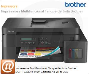 DCPT-830DW - Impressora Multifuncional Tanque de tinta Brother DCPT-830DW 110V Colorida A4 Wi-fi USB 