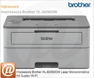 HL-B2080DW - Impressora Laser Monocromtica Brother HL-B2080DW 34ppm A4 Rede Duplex Wi-Fi 15.000 pginas 