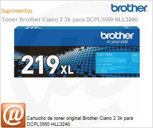 TN219XLCBR - Cartucho de toner original Brother Ciano 2 3k para DCPL3560 HLL3240 