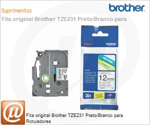 TZE231 - Fita original Brother TZE231 Preto/Branco para Rotuladores