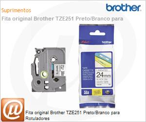 TZE251 - Fita original Brother TZE251 Preto/Branco para Rotuladores