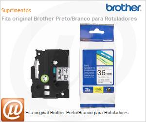 TZE261 - Fita original Brother TZE 36mm Preto/Branco para Rotuladores