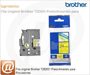 TZE651 - Fita original Brother TZE651 Preto/Amarelo para Rotuladores