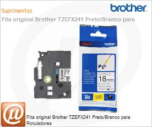 TZEFX241 - Fita original Brother TZEFX241 Preto/Branco para Rotuladores