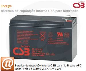 GP1272-28W - Baterias de reposio interna CSB para No-Breaks APC, Delta, Vertiv e outros VRLA 12V 7.2AH