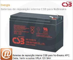 HR1234W - Baterias de reposio interna CSB para No-Breaks APC, Delta, Vertiv e outros VRLA 12V 9AH