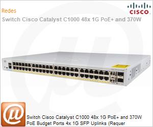 C1000-48P-4G-L - Switch Cisco Catalyst C1000 48x 1G PoE+ and 370W PoE Budget Ports 4x 1G SFP Uplinks (Requer CON-SNT-C10048GL-BR) 