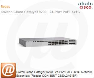 C9200L-24P-4G-E-BR - Switch Cisco Catalyst 9200L 24-Port PoE+ 4x1G Network Essentials (Requer CON-3SNT-C920L24G-BR)