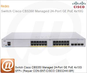 CBS350-24P-4X-BR - Switch Cisco CBS350 Managed 24-Port GE PoE 4x10G SFP+ (Requer CON-SNT-CISCO CBS3244X-BR) 